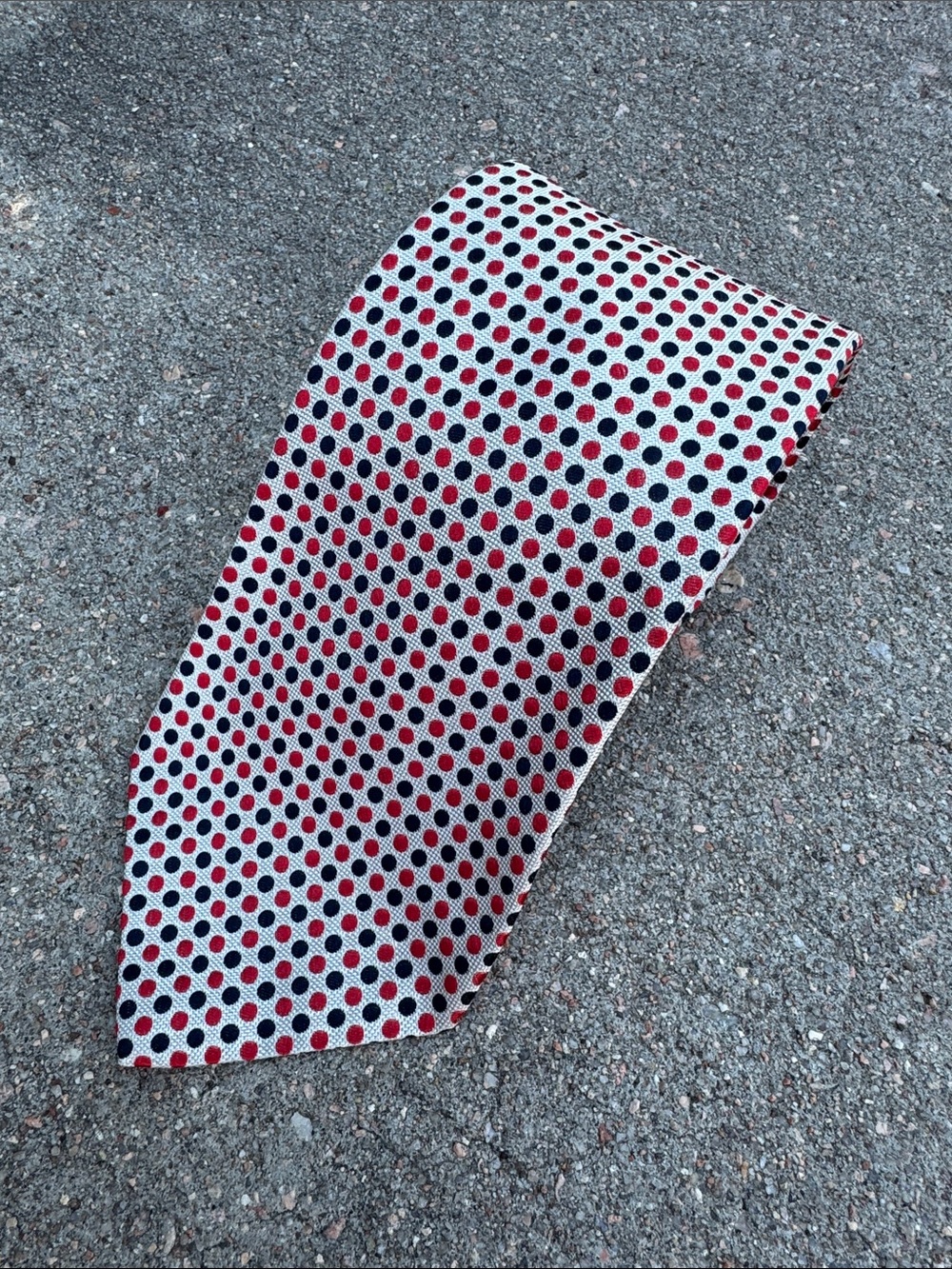 Vintage Dior Big Silk Tie with Red and Black Polka Dot Pattern